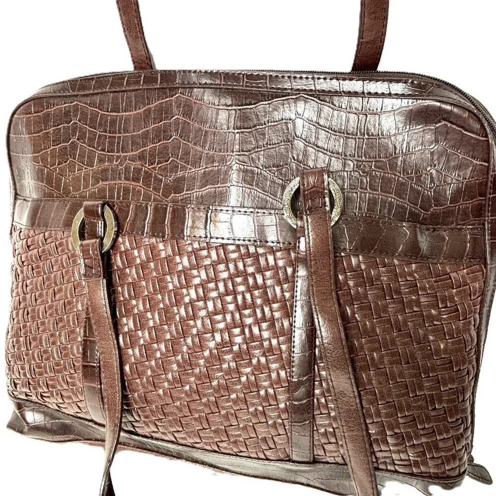 Coldwater Creek Hampton Faux Croc Laptop Computer Bag NOS NWT